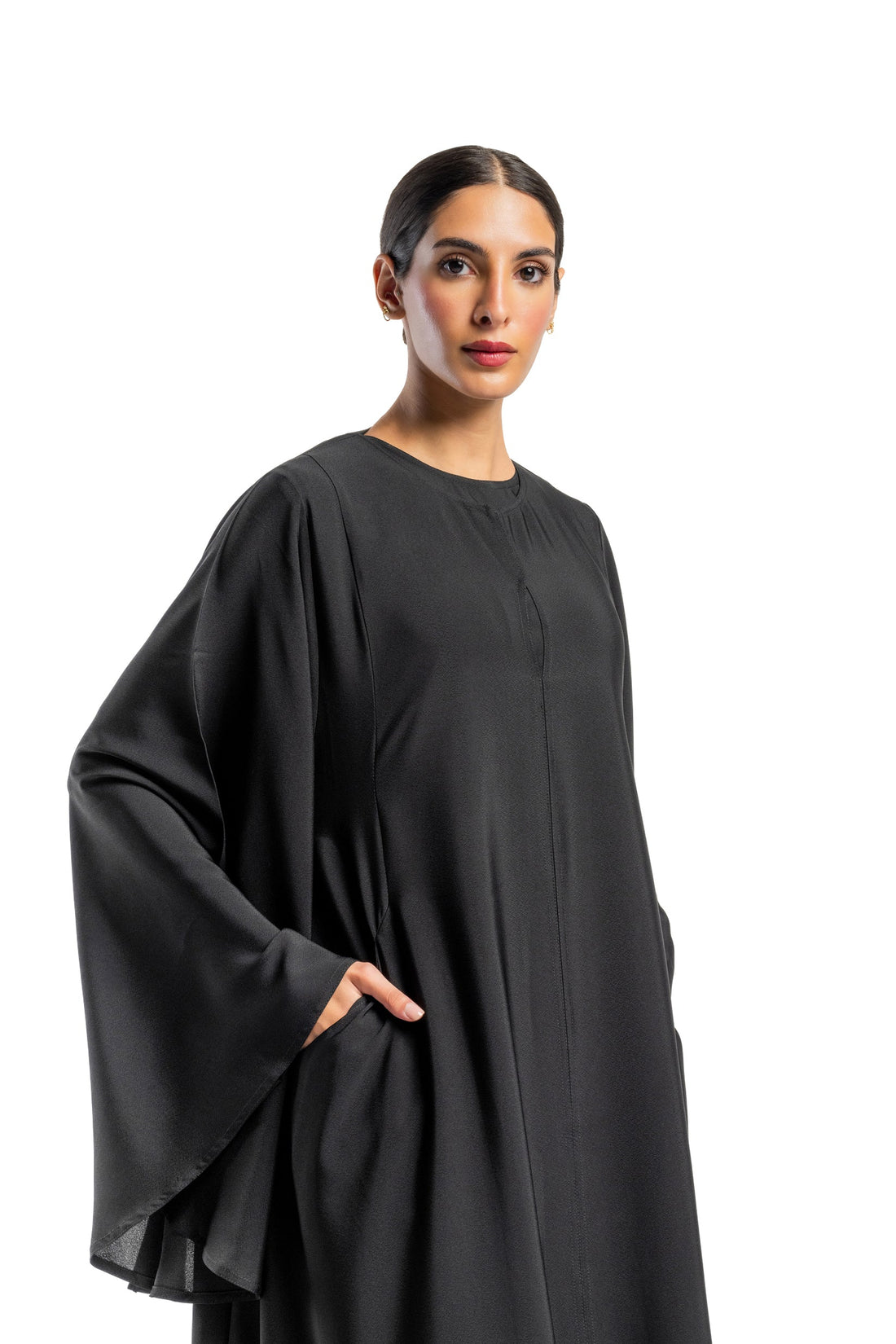 Black  Chineese Sleeve Soalon Close Abaya