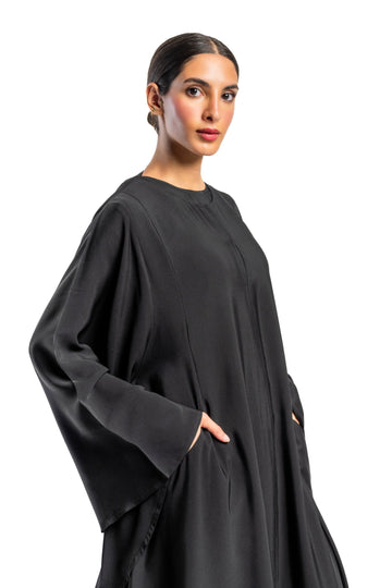 Black  Chineese Sleeve Soalon Close Abaya