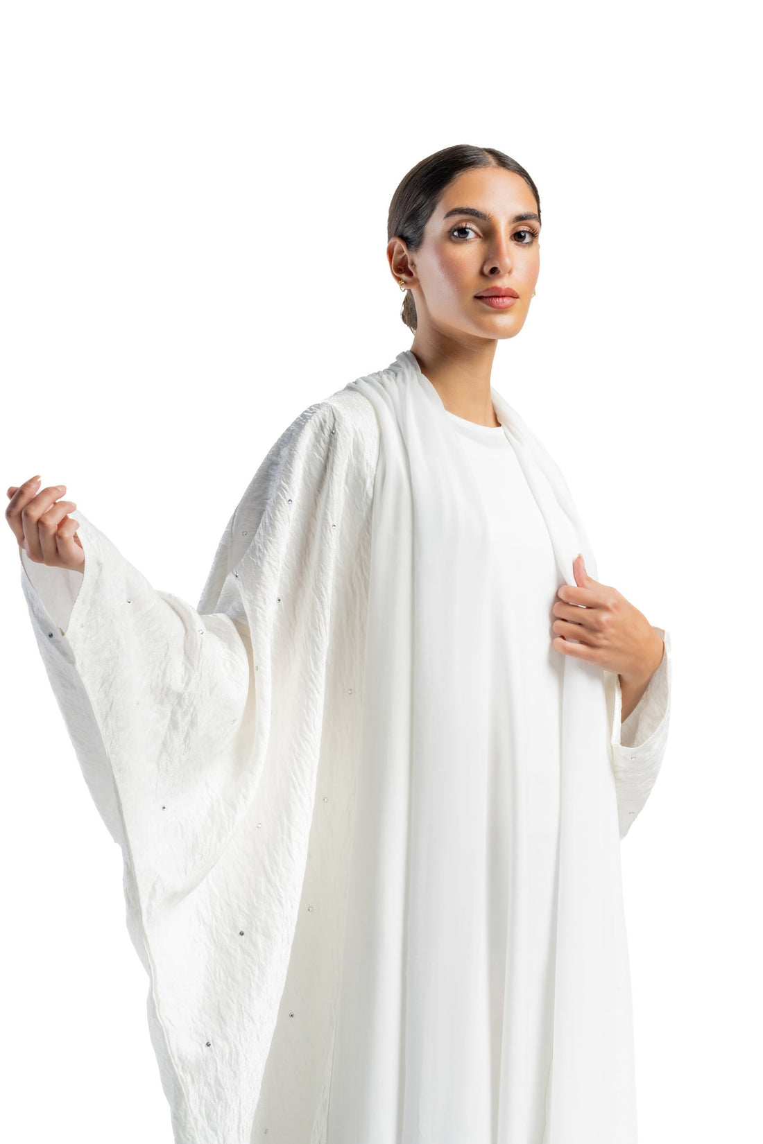 Crystalized Bisht crepe Open Abaya