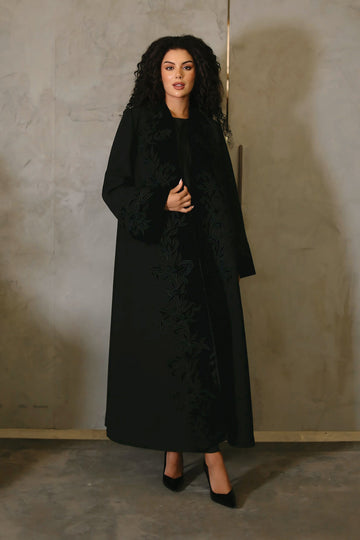 Embroidery Crepe Open Abaya