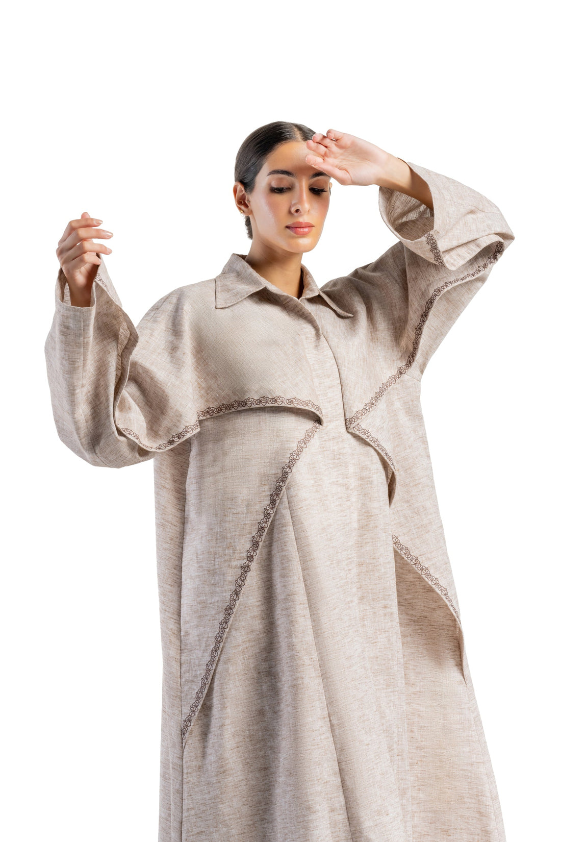 Embroidery linen Close Abaya