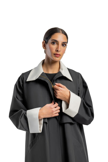 Collar Plain trench coat Close Abaya