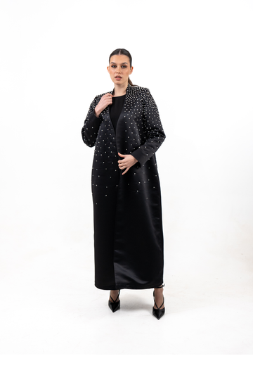 Embroidered satin Open Abaya