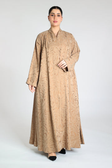 Washed Silk Jacquard Flared Abaya