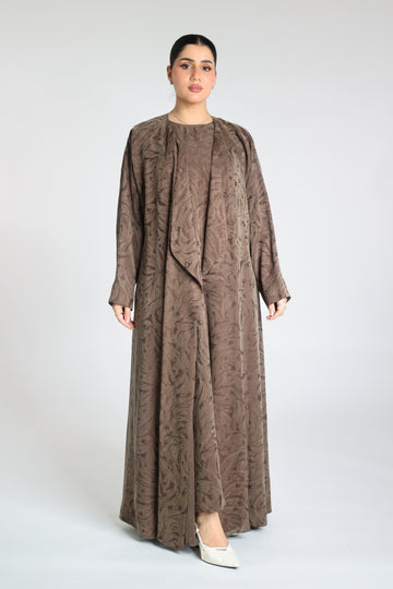 Washed Silk Jacquard Flared Abaya
