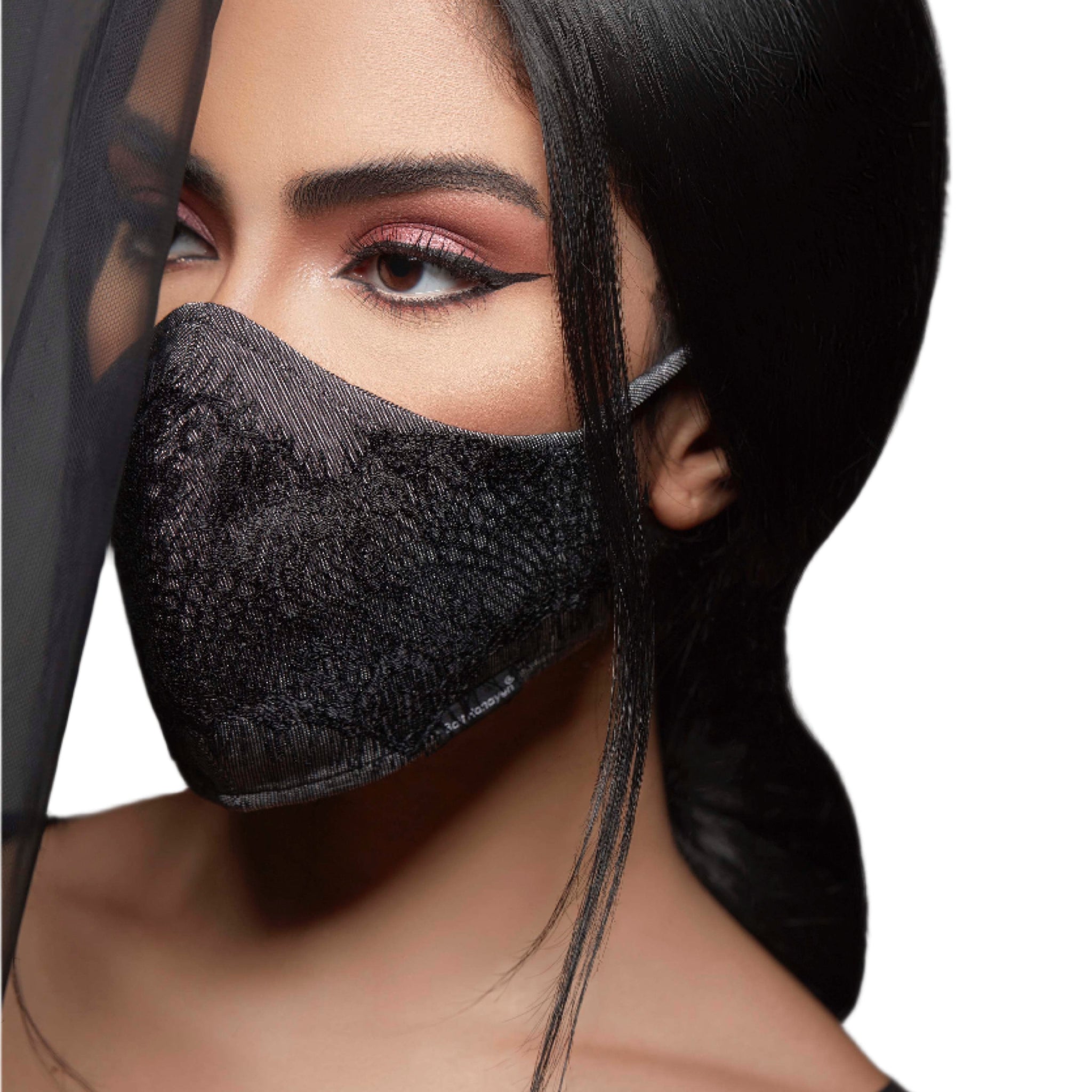 Black Lace Cotton Anti-Dust Face Mask.