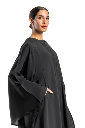 BLACK  CHINEESE SLEEVE SOALON CLOSE ABAYA