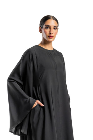 BLACK  CHINEESE SLEEVE SOALON CLOSE ABAYA