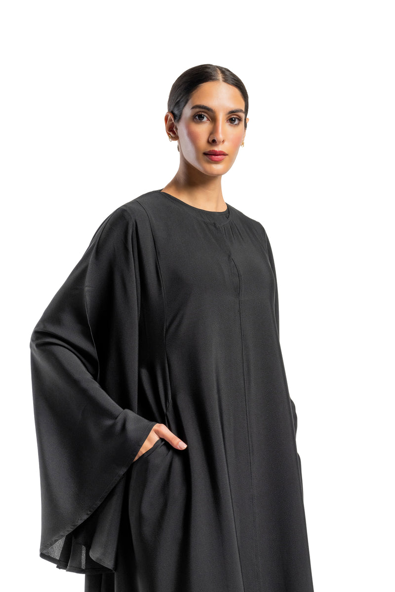 BLACK  CHINEESE SLEEVE SOALON CLOSE ABAYA