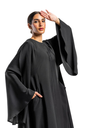 BLACK  CHINEESE SLEEVE SOALON CLOSE ABAYA