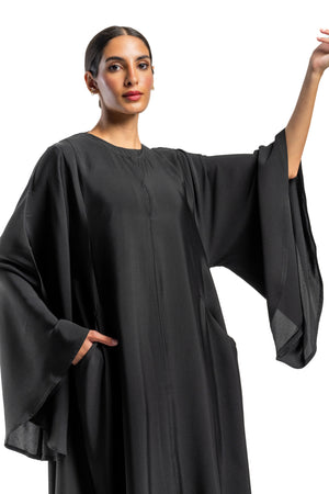 BLACK  CHINEESE SLEEVE SOALON CLOSE ABAYA