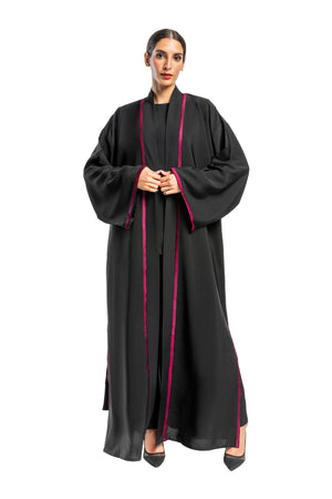 BLACK BRIM  OPEN SALOAN ABAYA .