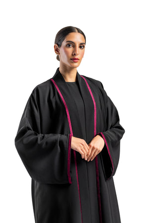 BLACK BRIM  OPEN SALOAN ABAYA .