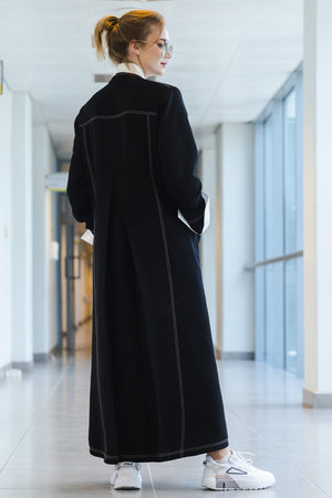 BLACK TRENDY ROSE CLOSE ABAYA