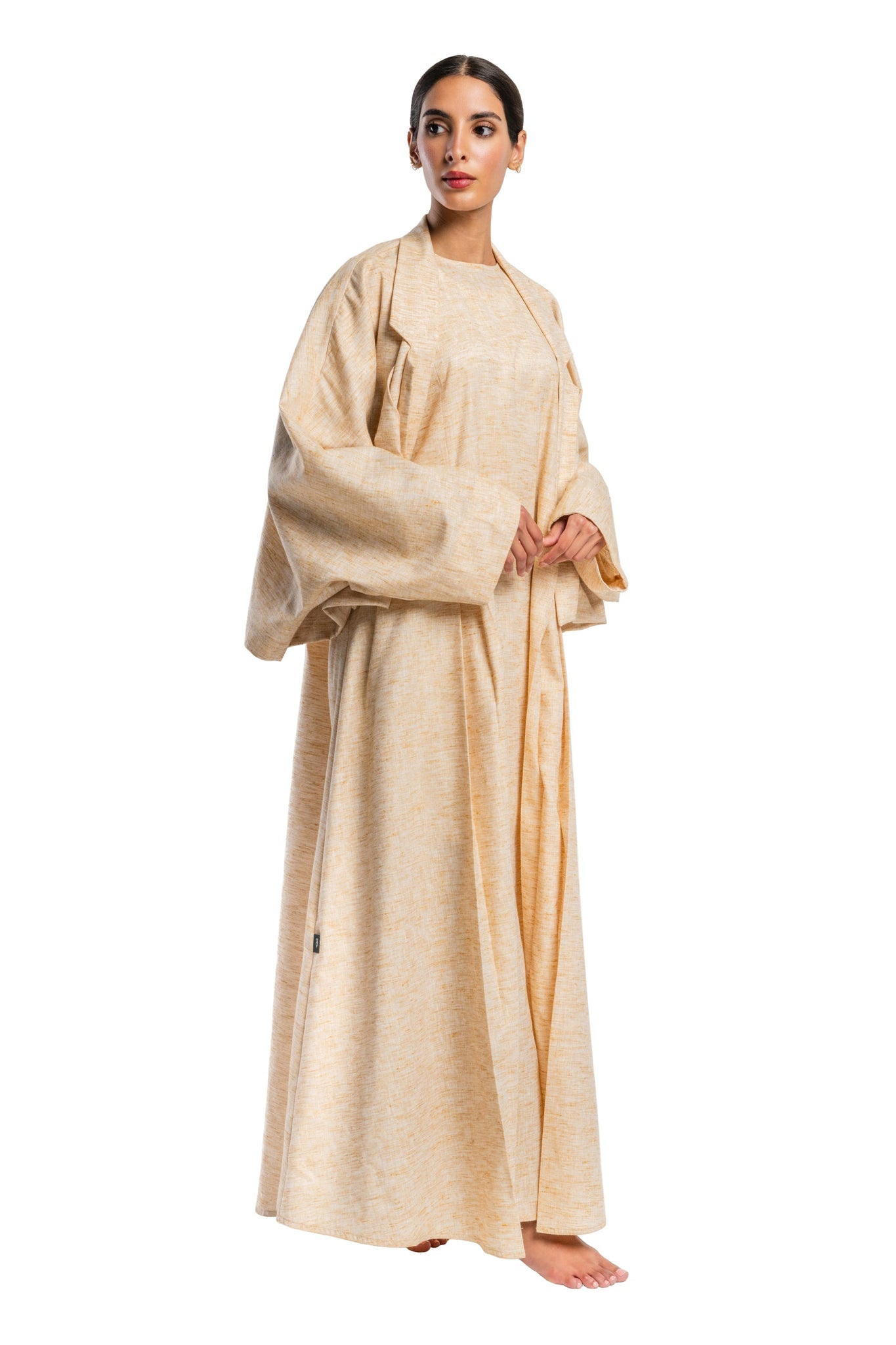 Colar beige  linen Close Abaya