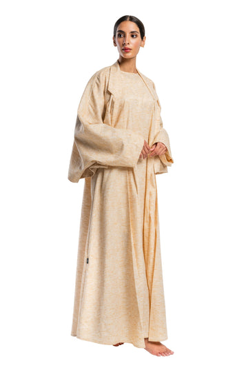 Colar beige  linen Close Abaya