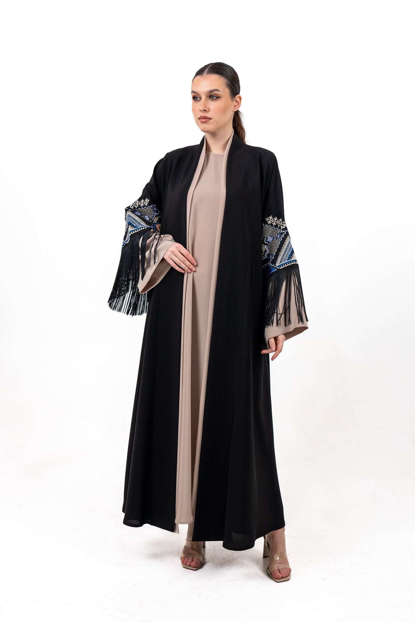 Embroidered Soalon Open Abaya
