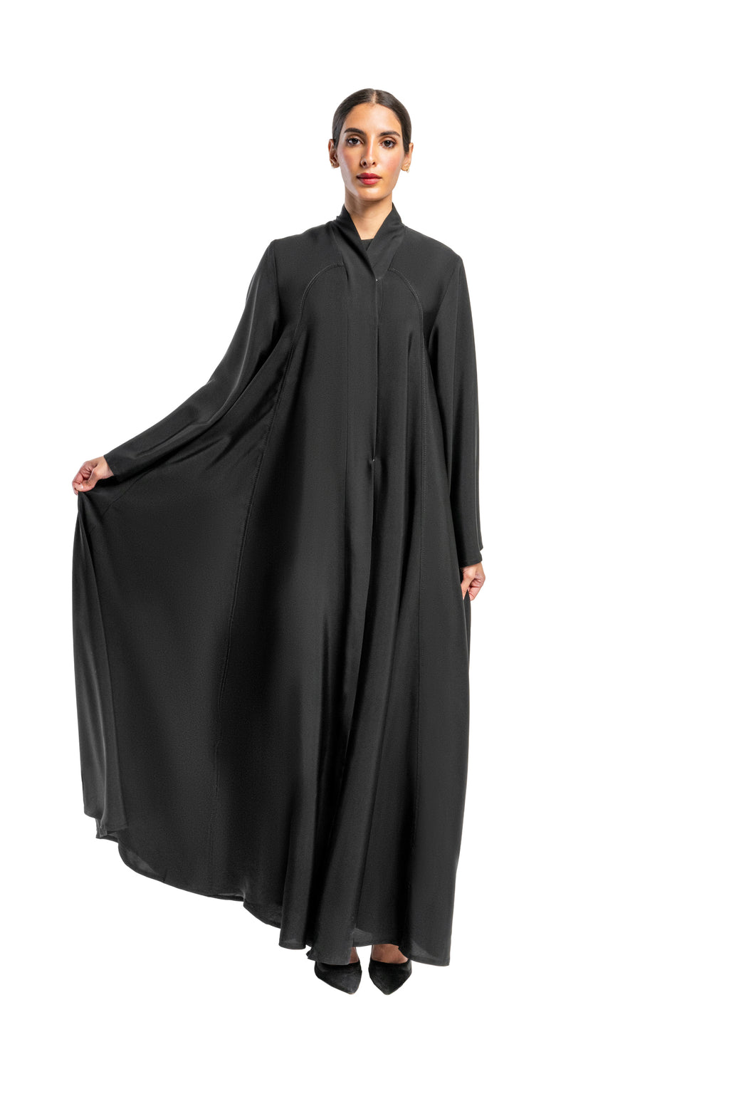 BLACK  TRENDY SOALON OPEN ABAYA