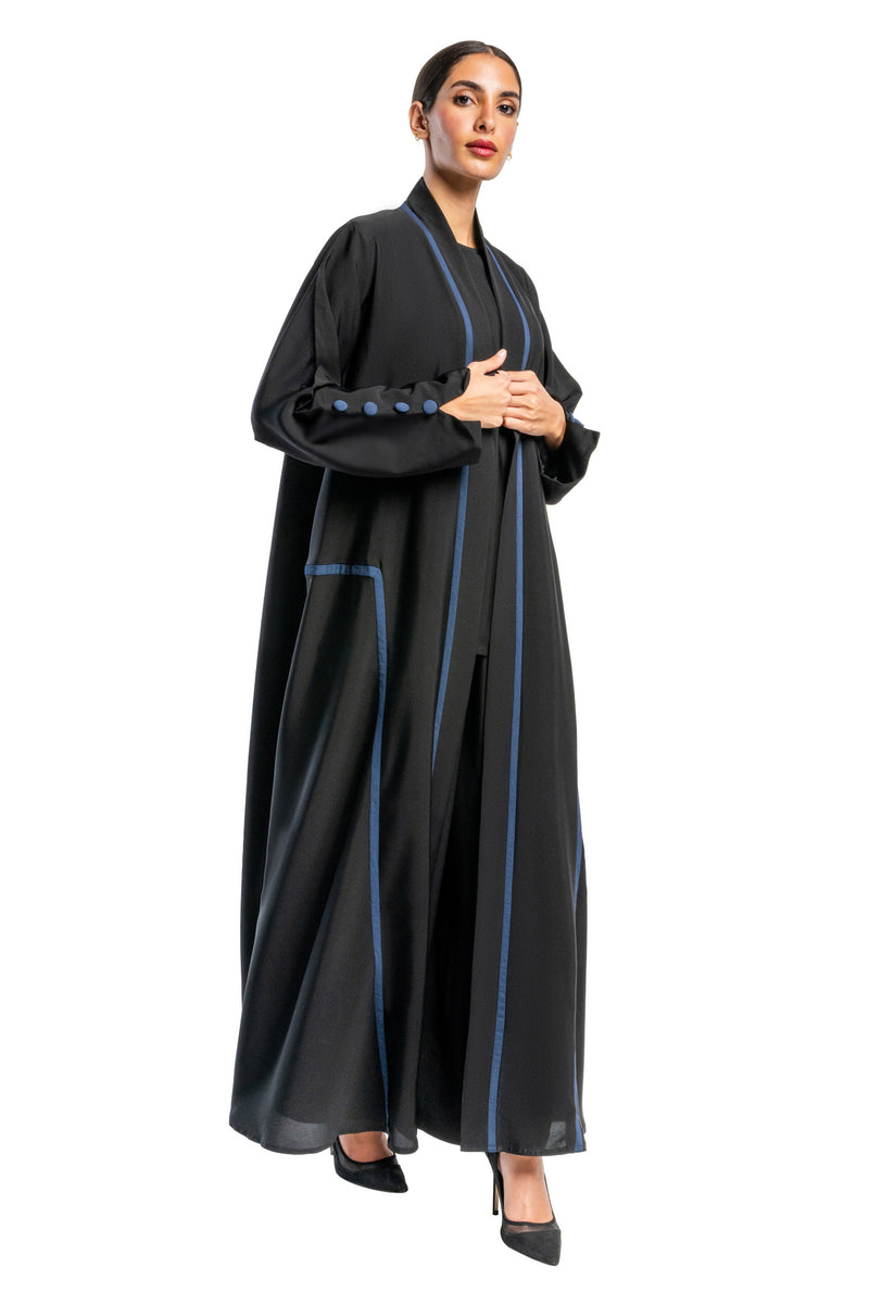 BLACK  TRENDY SOALON OPEN ABAYA