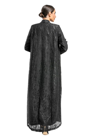 BLACK  TRENDY DANTEL CLOSE ABAYA