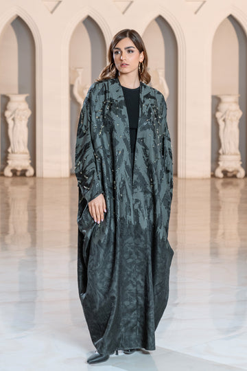 عباية فراشة جاكارد مرصعة بالكريستال سواروفسكي 