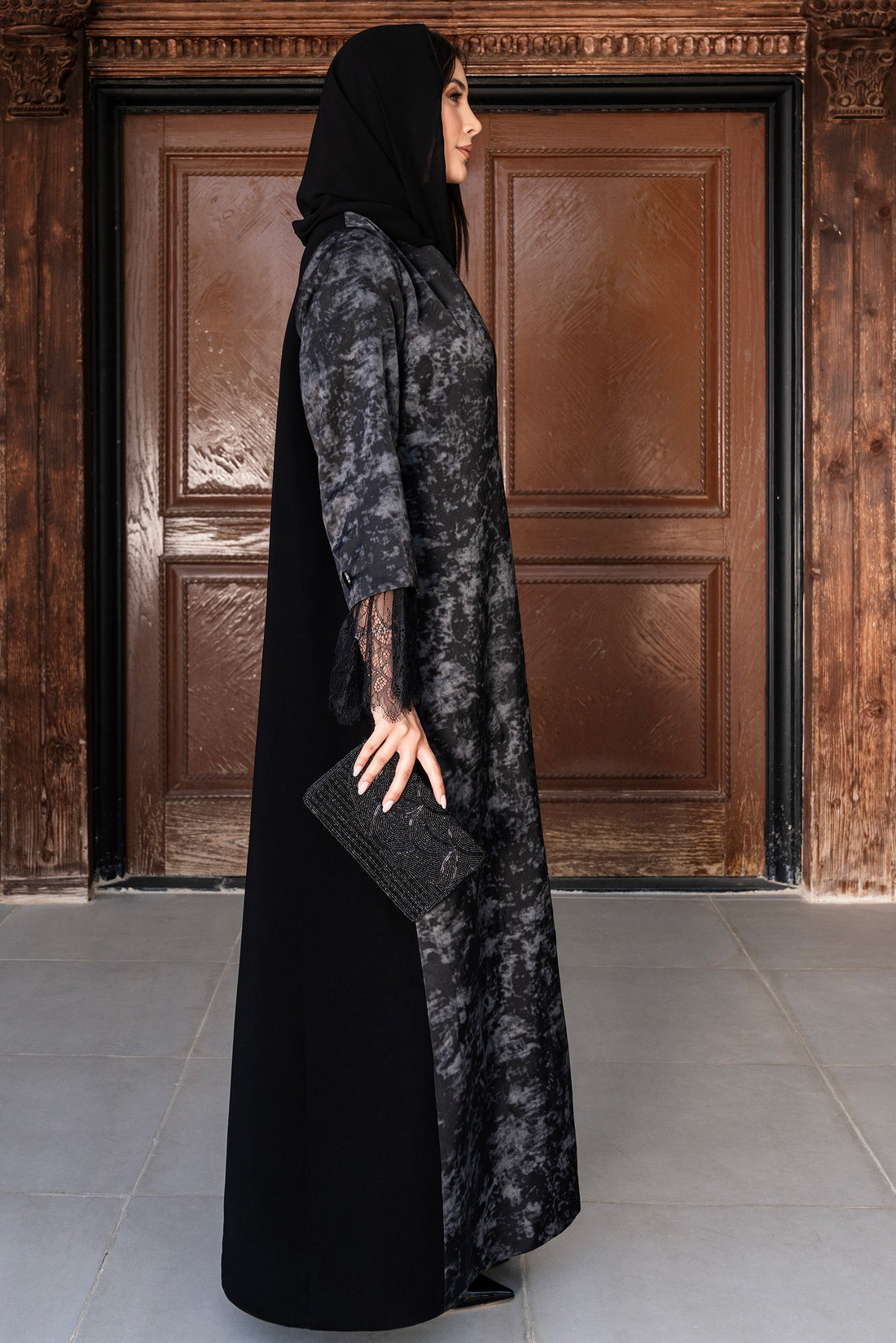 Ishraq Abaya (Rolex with Floral Crepe)
