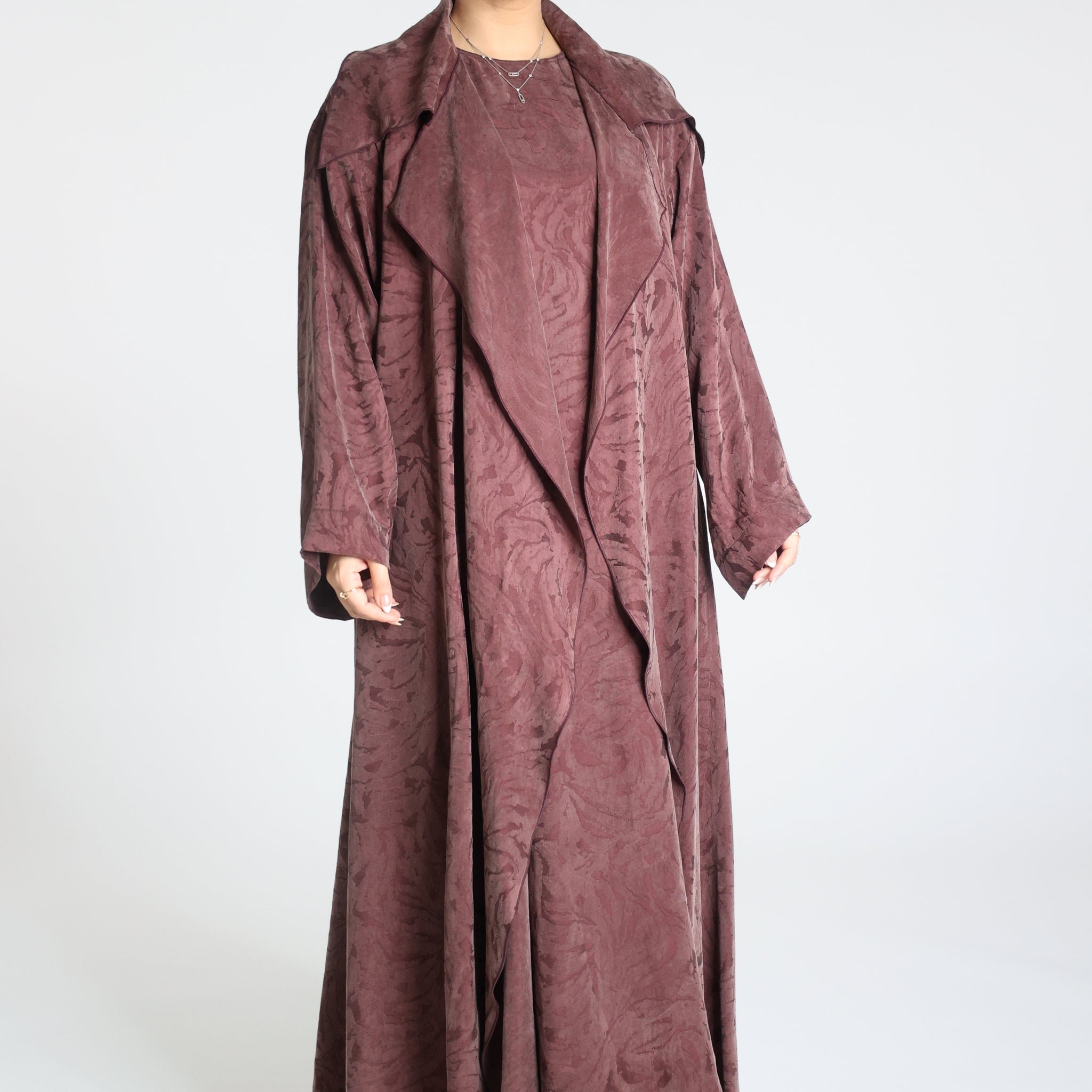 Washed Silk Jacquard Flared Abaya