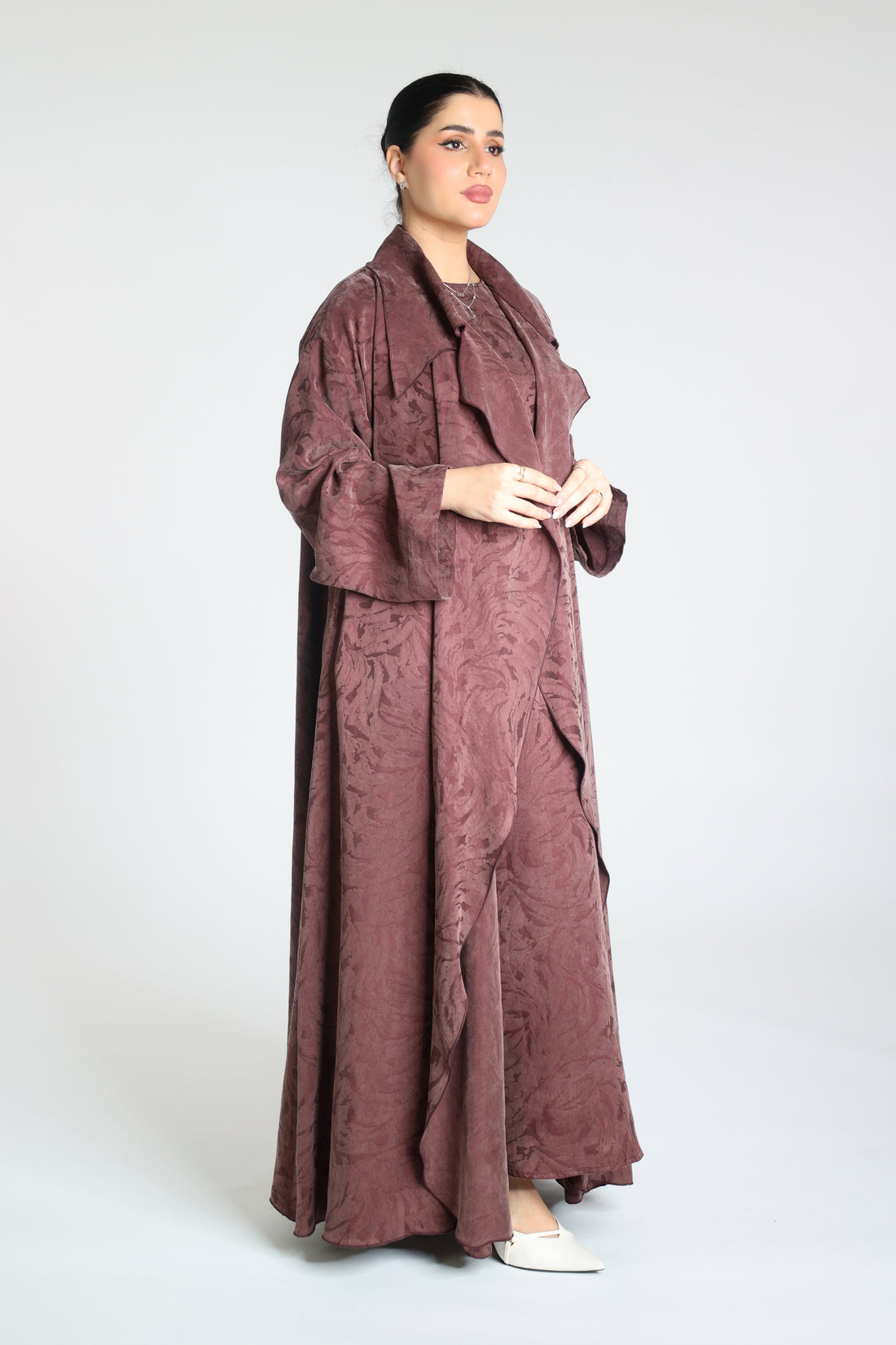 Washed Silk Jacquard Flared Abaya