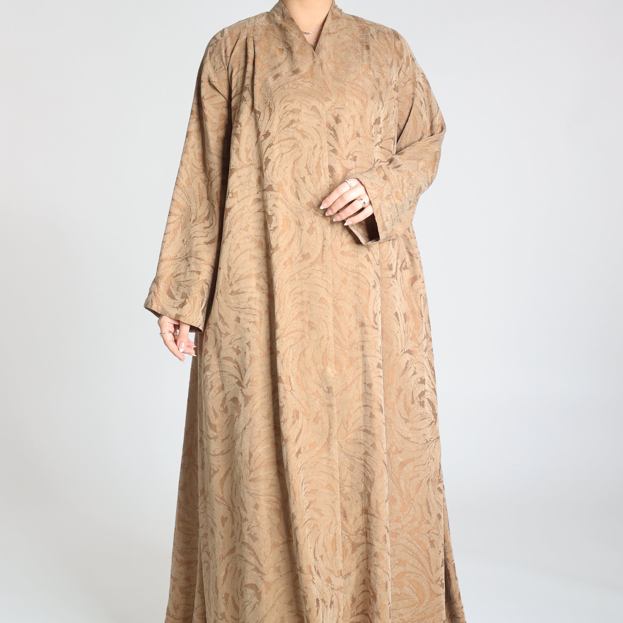 Washed Silk Jacquard Flared Abaya