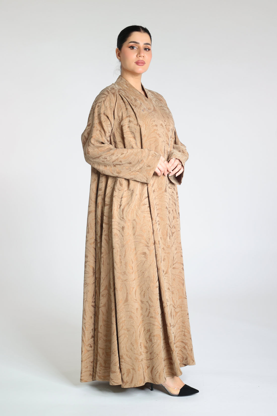 Washed Silk Jacquard Flared Abaya