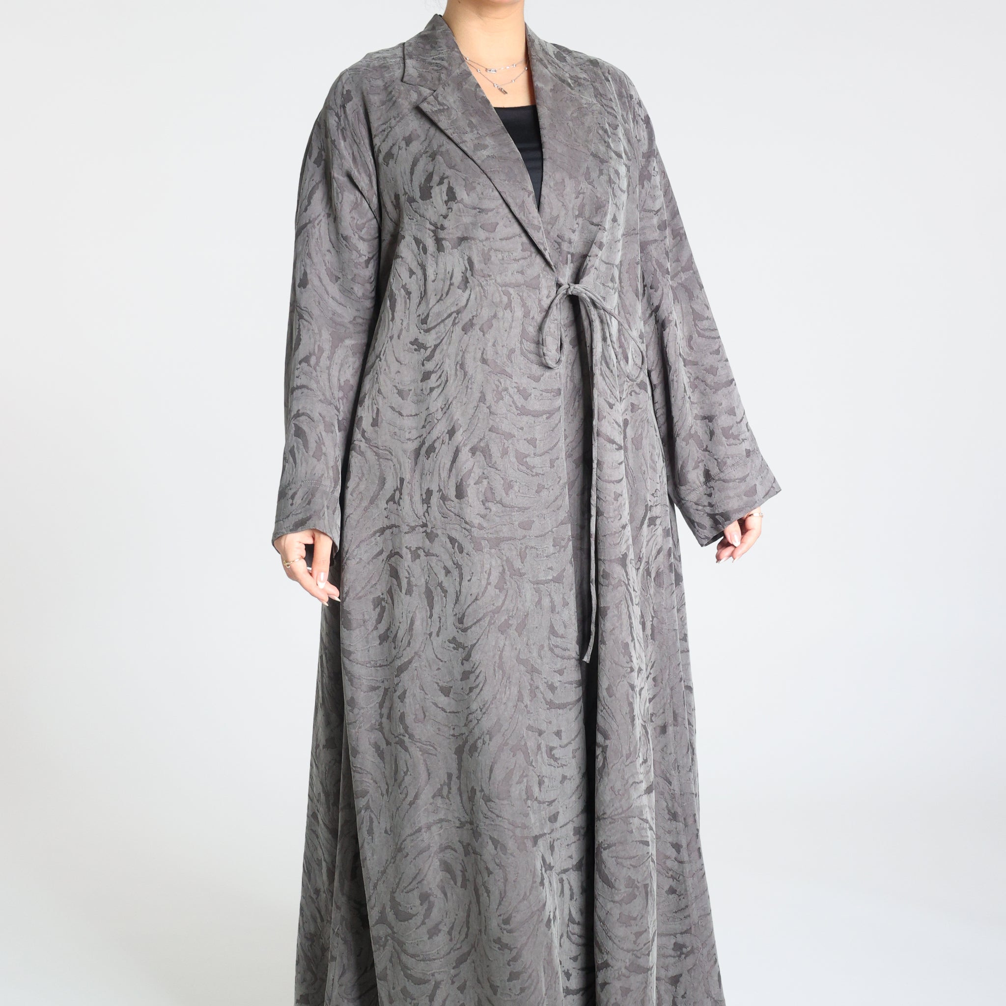 Washed Silk Jacquard Flared Abaya