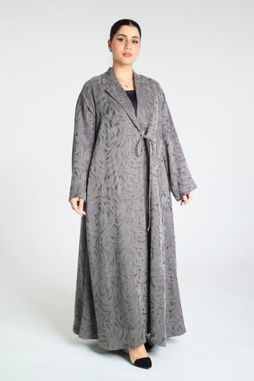 Washed Silk Jacquard Flared Abaya