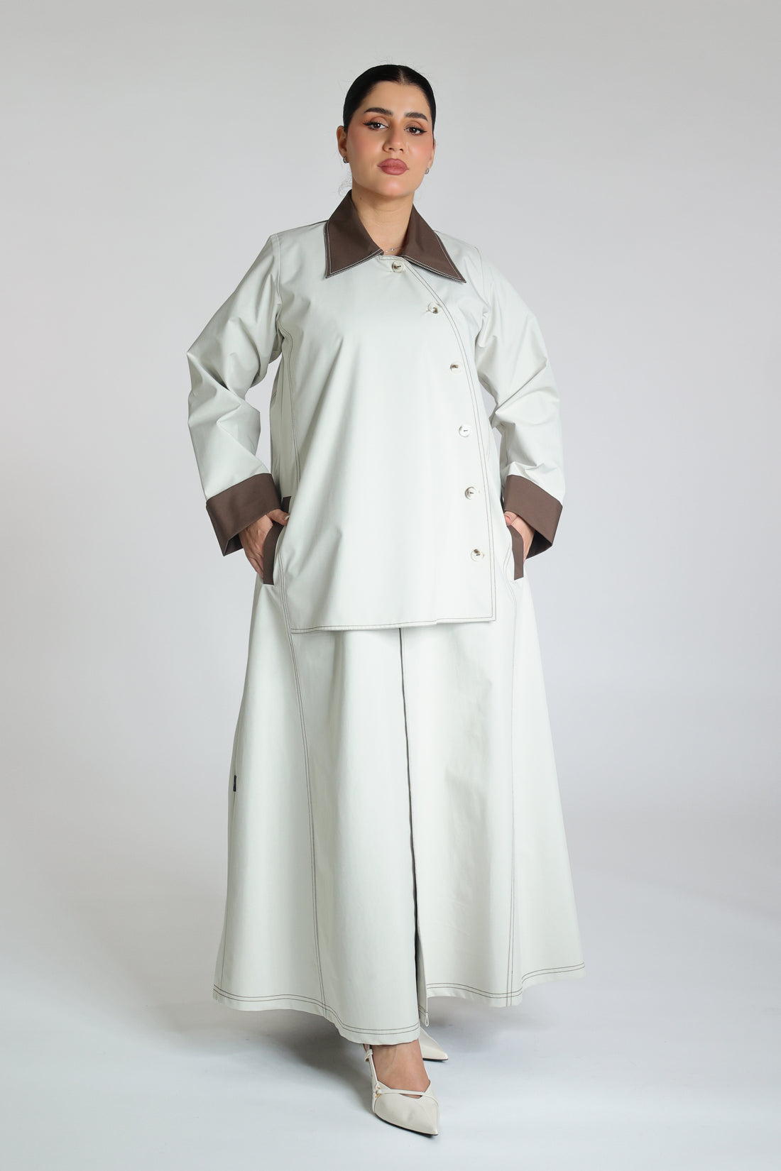 Beige Trench Coat Abaya