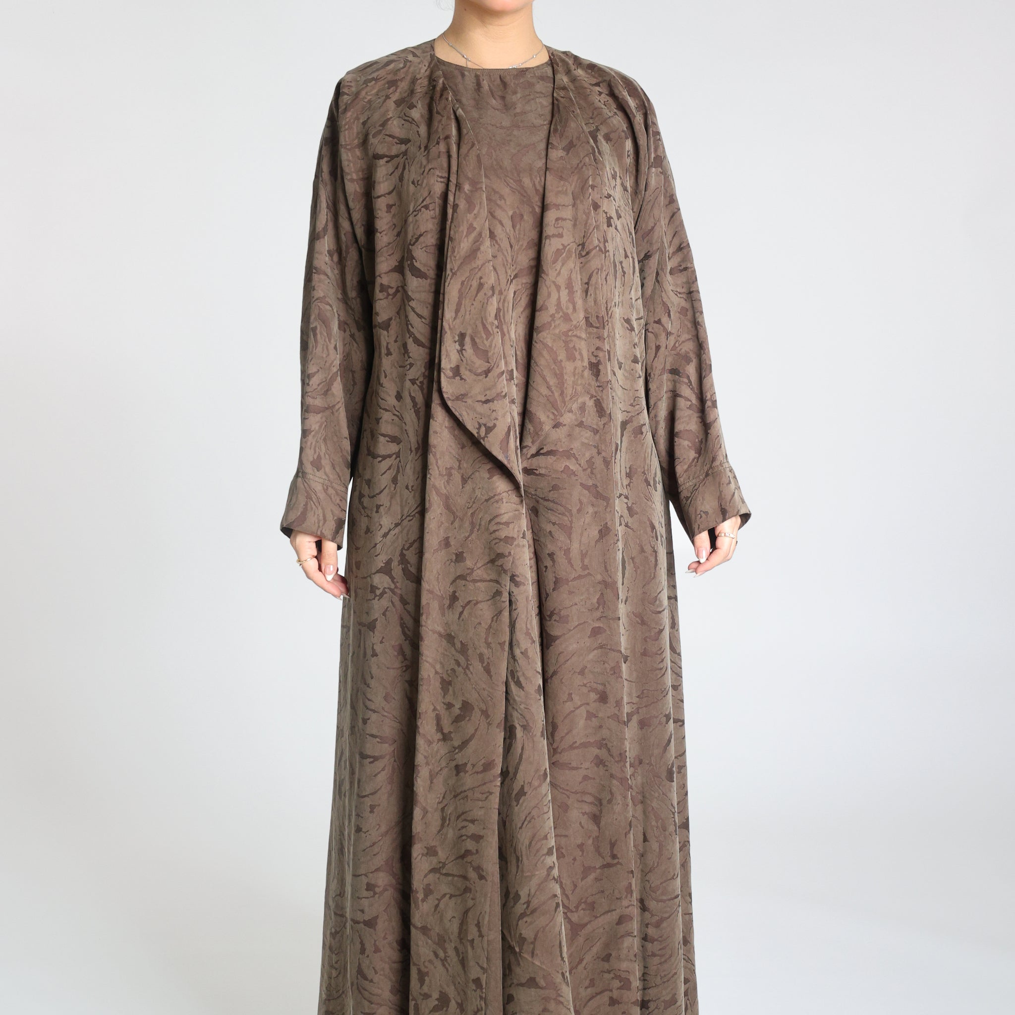Washed Silk Jacquard Flared Abaya