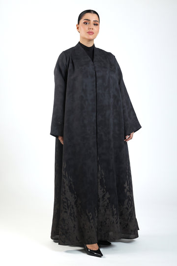 Patterned Crepe Flared Abaya