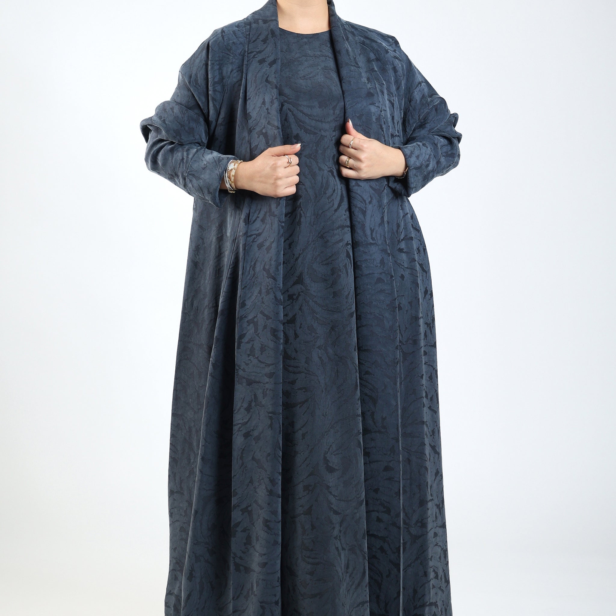 Washed Silk Jacquard Flared Abaya