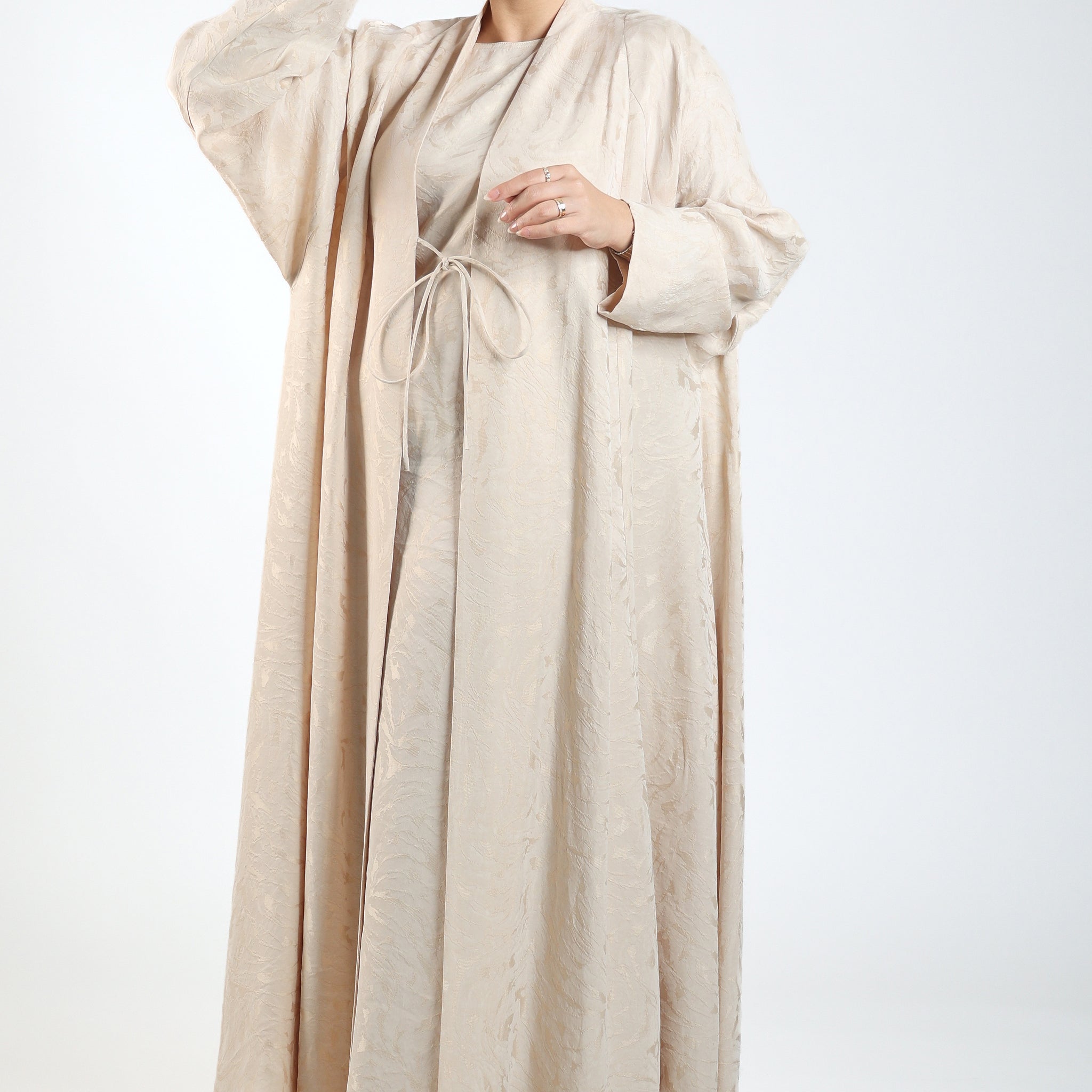 Washed Silk Jacquard Flared Abaya