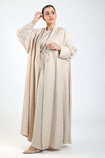 Washed Silk Jacquard Flared Abaya
