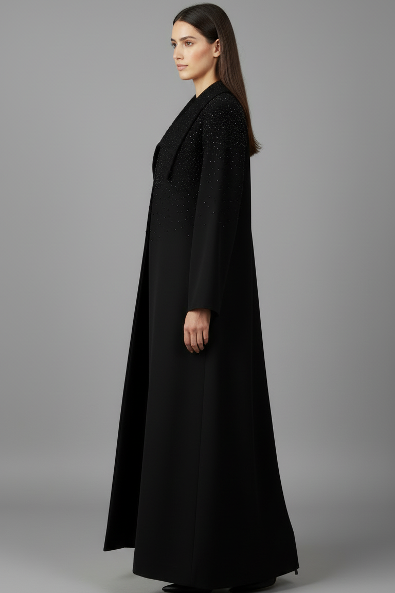Crastalized Crepe Open Abaya