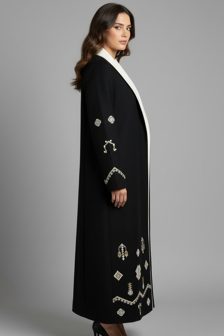 Embriodery Jacquard Open Abaya