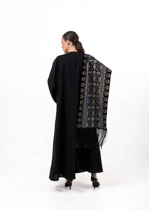 BLACK  SOALON EMBROIDERED CLOSE  ABAYA