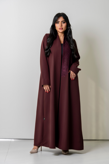 Rolex Open Abaya With French Lace