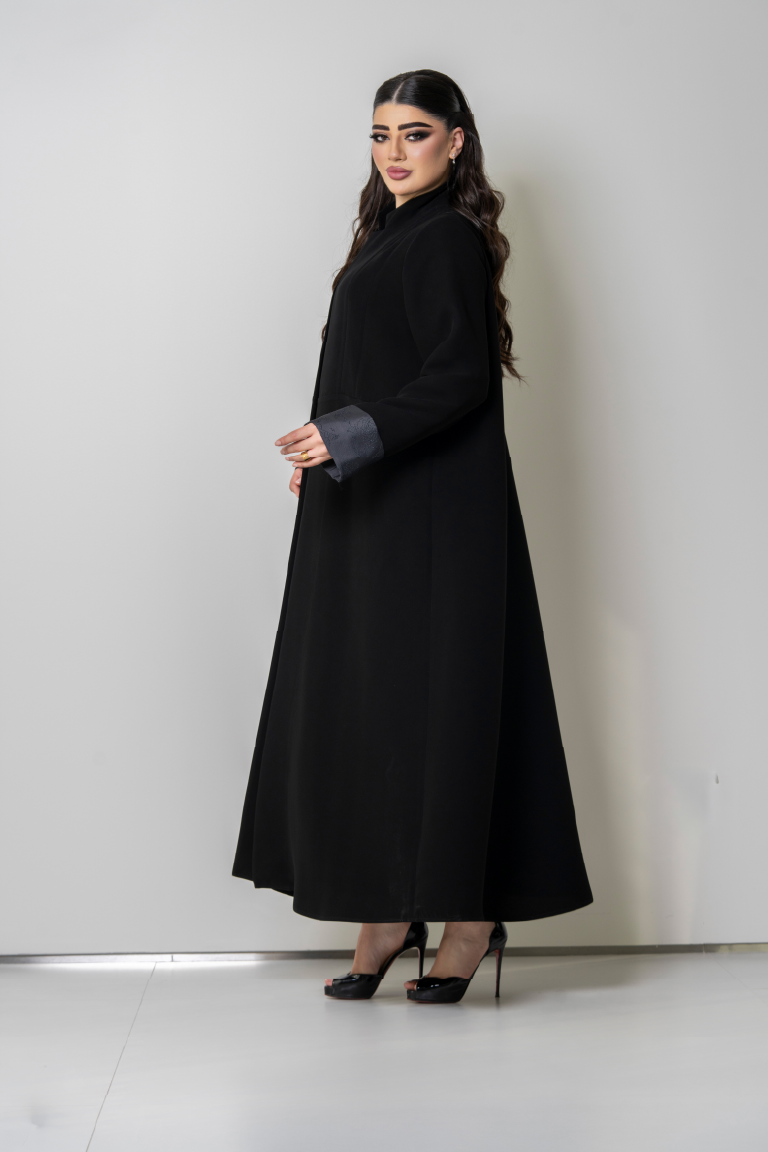 Trendy Open Rolex Abaya With Jacquard Sleeves