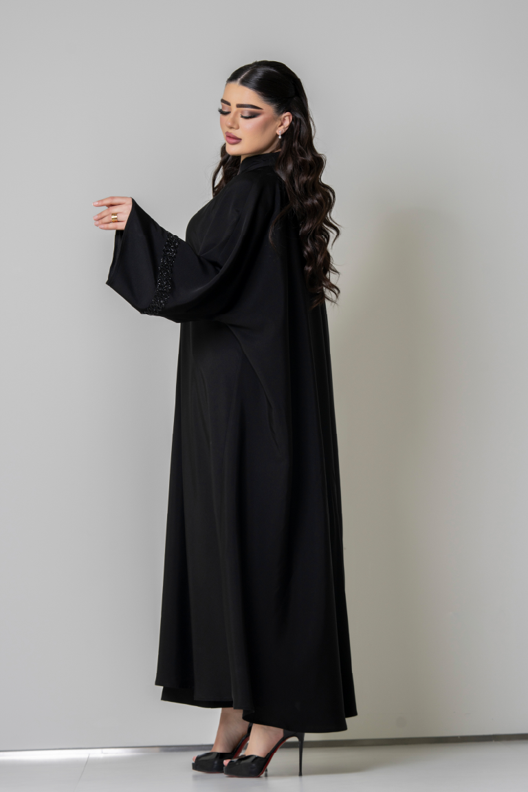 Salona Open Abaya Crayztilized With Swarovski Crystal Rock