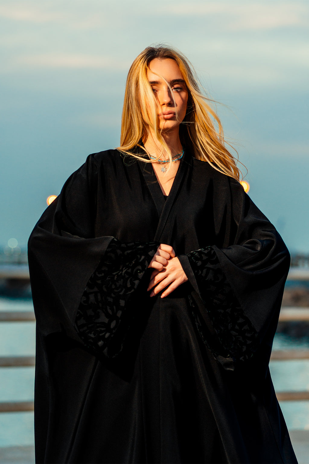 Trendy Abaya Soalon with Velvet Design.